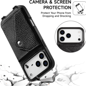 Crossbody Wallet Case Genuine Leather Phone Purse RFID Card Holder For iPhone 17 Pro Max