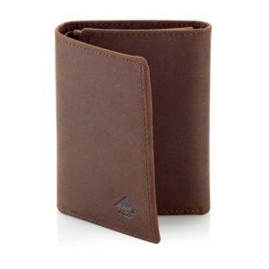 Genuine Leather Trifold Wallet RFID Blocking Wallet for Mens Organizer Divided Billfold Identity Protection